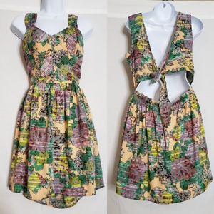 Bar III Map Print Tie Back Dress